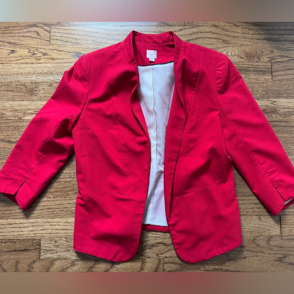 Women's Open-Front Red Blazer Jacket